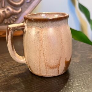 Vintage Rare Frankoma Small Mug Pink Brown Drip Glaze